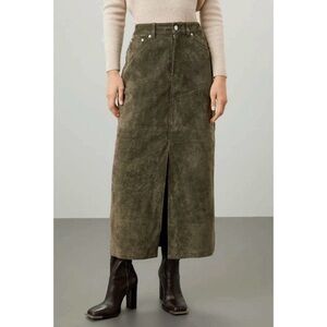 BLANK NYC GREEN SUEDE MAXI SKIRT IN HUNTER